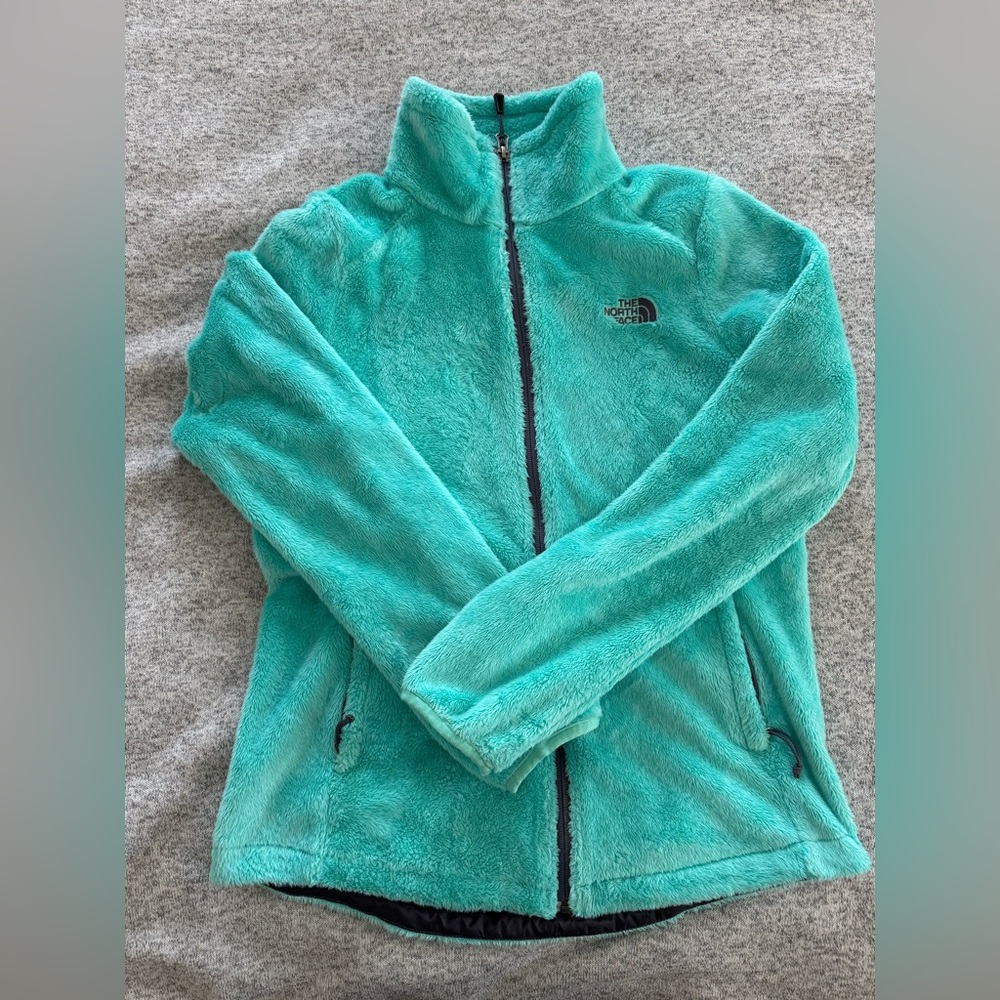Like New The North Face Osito teal sherpa small jacket cinch waist pockets